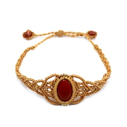 Natural Oval Crystal Stone Rose Quartz Lapis Lazuli Amethyst Braided Rope Adjustable Bracelets For Women Fashion Jewelry