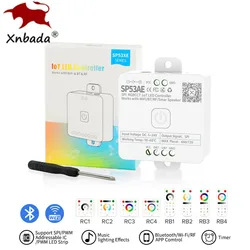 SP53AE WIFI RGBCCT SPI Pixels LED Controller SP63AE Work With BT/RF Remote For WS2811 WS2805 1906 LED Light Strip DC5V-24V