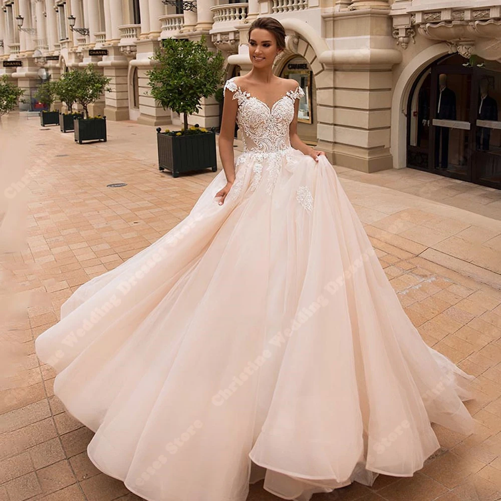 elegant V-Neck Women Wedding Dresses Sexy Sleeveless Backless Bridal Gowns 2025 Elegant Flower Sticker A-Line Vestidos de Novias