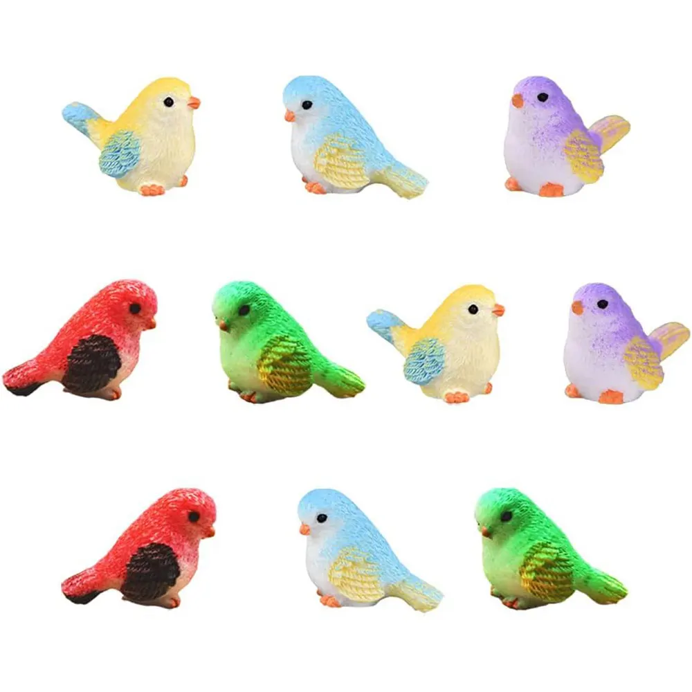 Miniature Bird Decorative Figurines 10 Pcs Mini Bird Dollhouse Figurines Accessories Fairy Garden Decoration Plant Flower Pots O