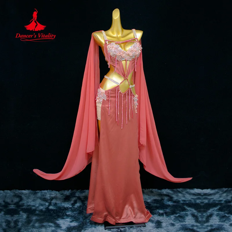 Robe de danse de luxe personnalisée avec biscuits pour femmes, robe de performance professionnelle, fleur exquise, vêtements pour le ventre, financièrement