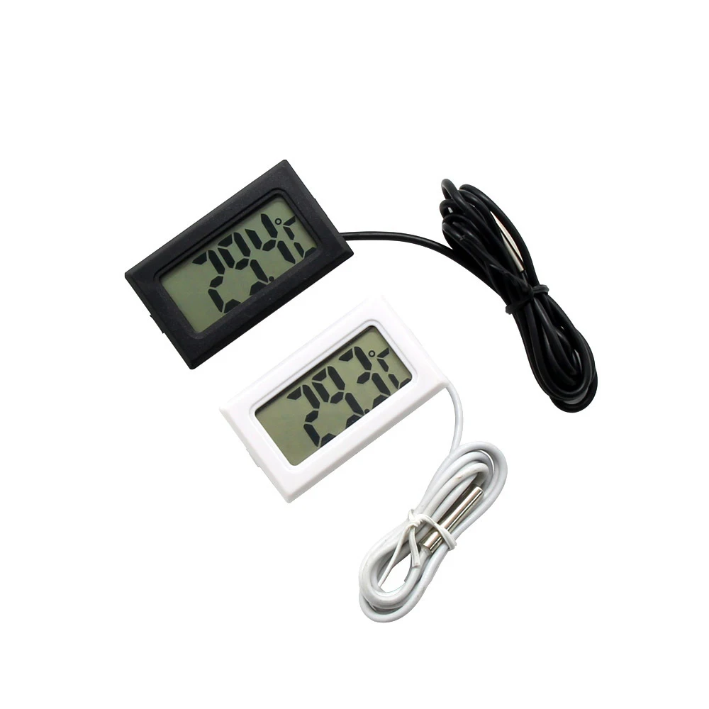 Mini 1M Probe Black LCD Thermometer Temperature Digital For Bathroom Water Temperature Fridges Freezers Coolers Chillers