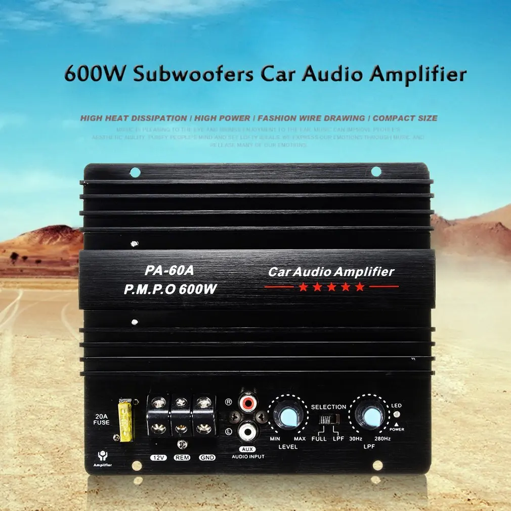 PA-60A 600W High Power Car Audio Speaker Amplifier Board Subwoofer Bass Module Durable Mono Channel Amplifier Car Accessories