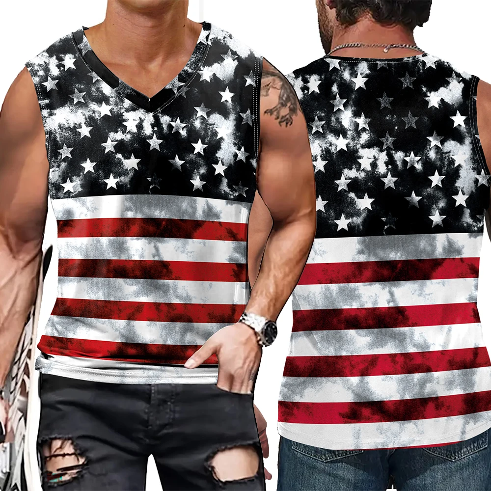 Man Tank Top Independence Day Printed Vest Summer Casual Tops for Sports Sleeveless Fashion Streetwear Holiday Male Clothing