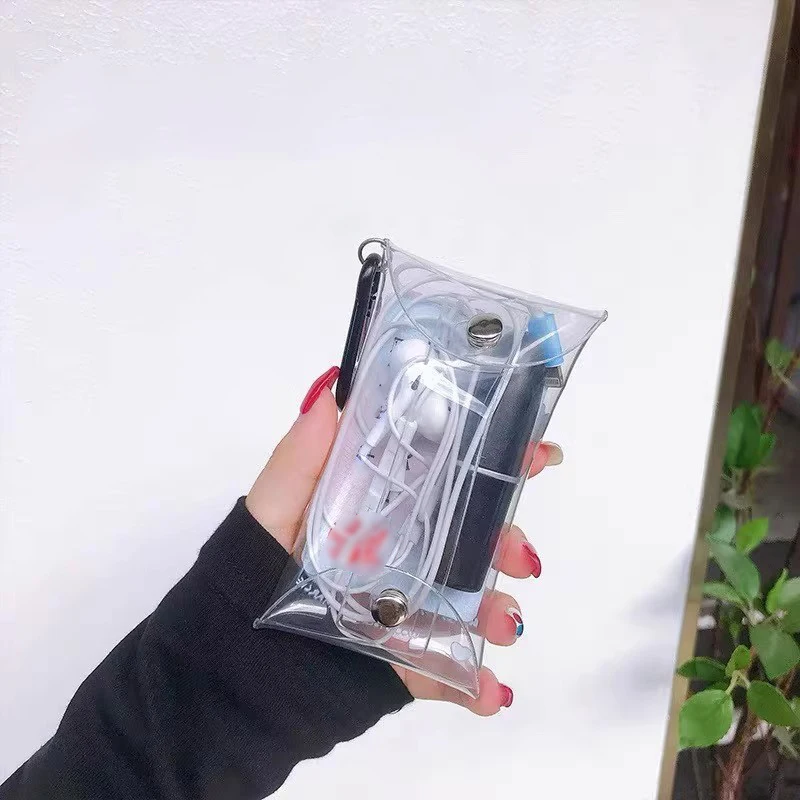 Transparent Bag Keychain Clear Small Coin Purse PVC Key Ring Lipstick Earphone Doll Display Storage Bag Wallet Pouch Keychain