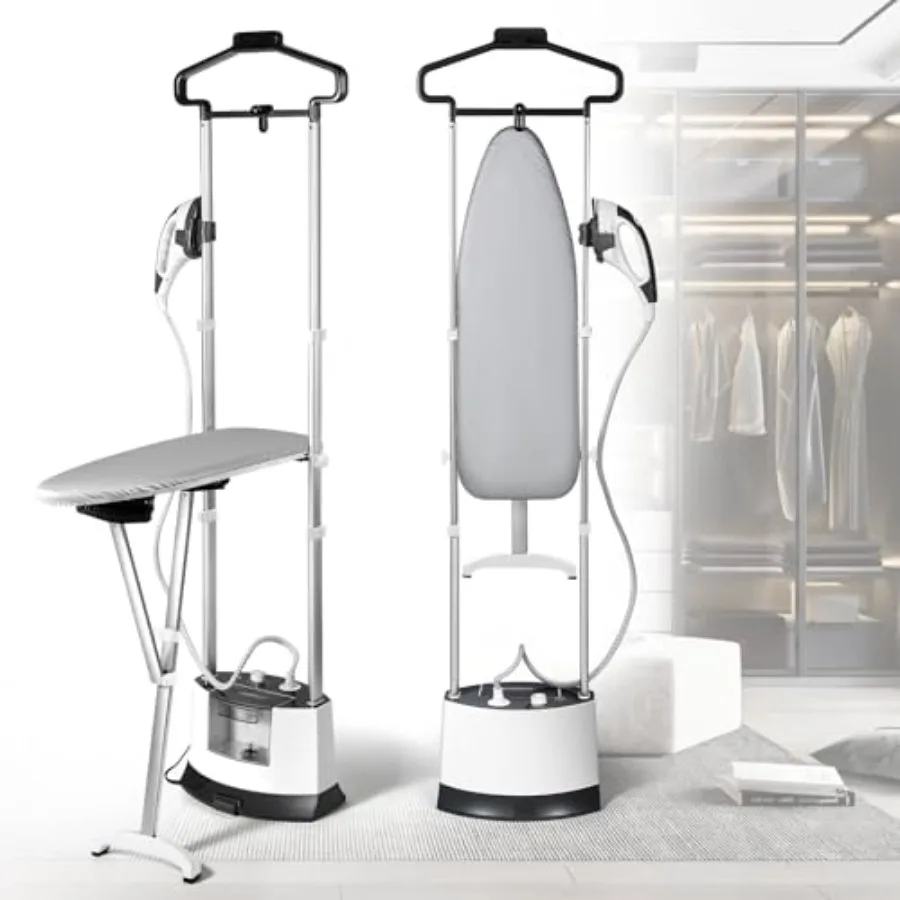 Stojący parownik do ubrań z funkcją płaskiego żelazka: Szybkie nagrzewanie w 25 sekundach, ciągły strumień pary przez 1 godzinę, mocny parownica Inc.