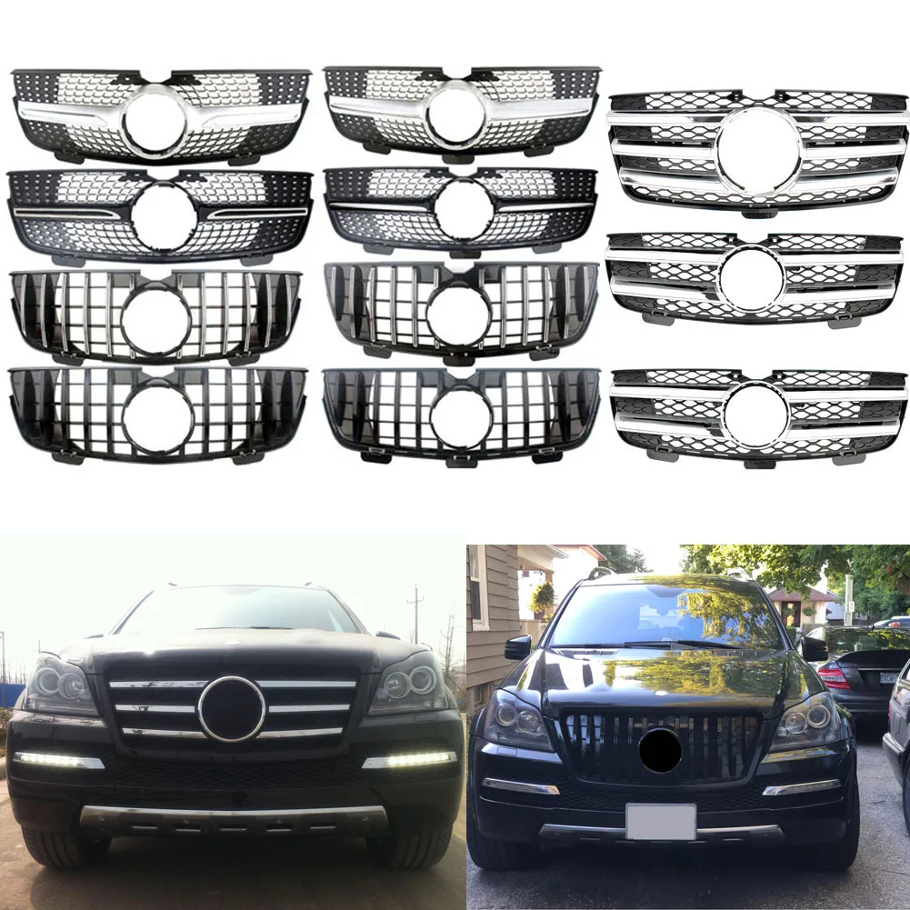 

GT-R Style Vertical Bar Hood Upper Grid Kidney Radiator Grill For Mercedes-Benz X164 GL320 GL350 GL450 GL500 2007-2009 2010-2012