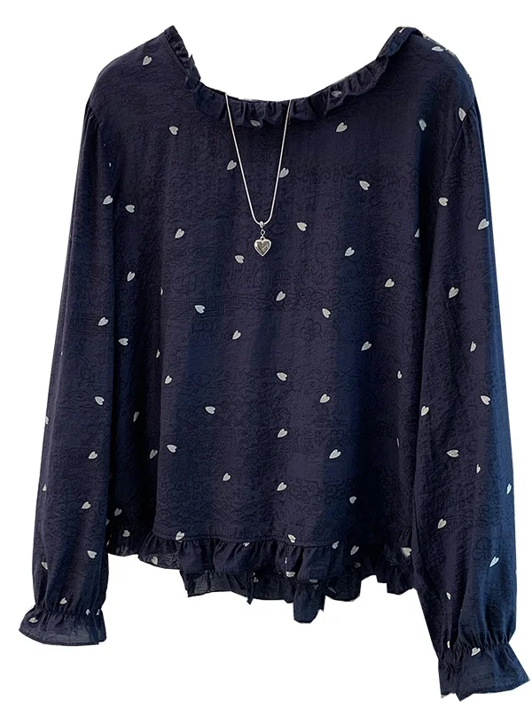 أصيلة الخريف Faion تنوعا جولة Ne irt طويلة Sve Ele المرأة أعلى تصميم الأذن الخشبية عارضة فضفاضة تناسب