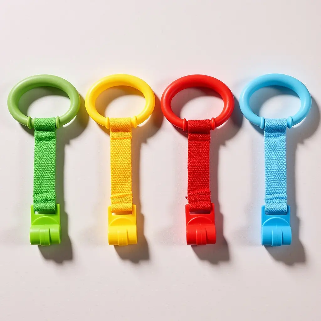 4Pcs Baby Pull Rings Infant Stand Hand Rings Portable Nursery Cot Bed Pulling Support Learning Aid Infant Pull Ring
