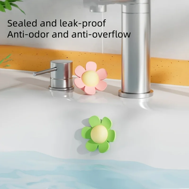 9Pcs Silicone Sink Overflow Stopper - Flower Shaped Drain Plug, Durable & Easy To Install, Prevents Water Overflow And Clogging