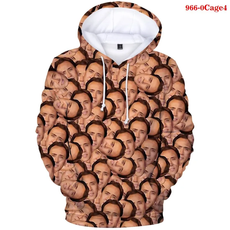 New Hoodie Nicolas Cage 3D Print Men Hoodies Winter Casual Sweatshirt Women Funny Fashion Streetwear Nicolas Cage Top Coats