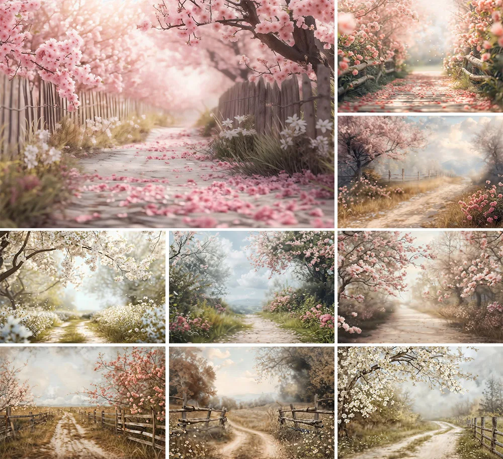 Mehofond Photography Background Painterly Spring Country Path Landscape Kids Birthday Party Portrait Decor Backdrop Photo Studio