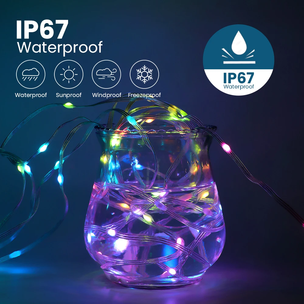 5V USB Filo di Pelle LED String Light 21 24 40 Tasti Bluetooth APP Telecomando 2m 5m 10m 15m Kit Decorazione del Giardino Impermeabile