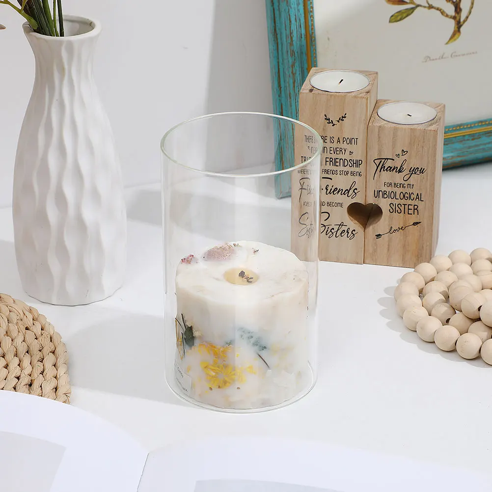 

2Pcs Transparent Glass Candles Shades Clear Covers for Romantic Warm Decor Covers