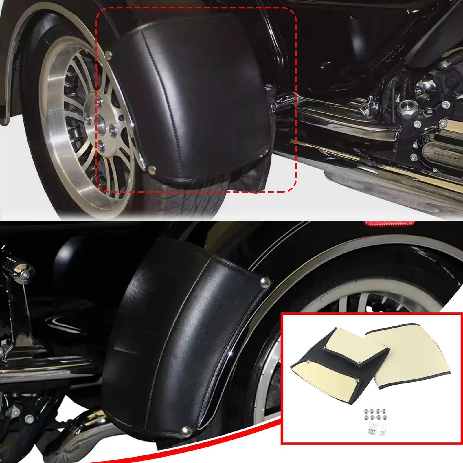 

For Harley Tri Glide Ultra Classic FLHTCUTG 2009-2023 Pair Black Motorcycle Rear Fender Bra