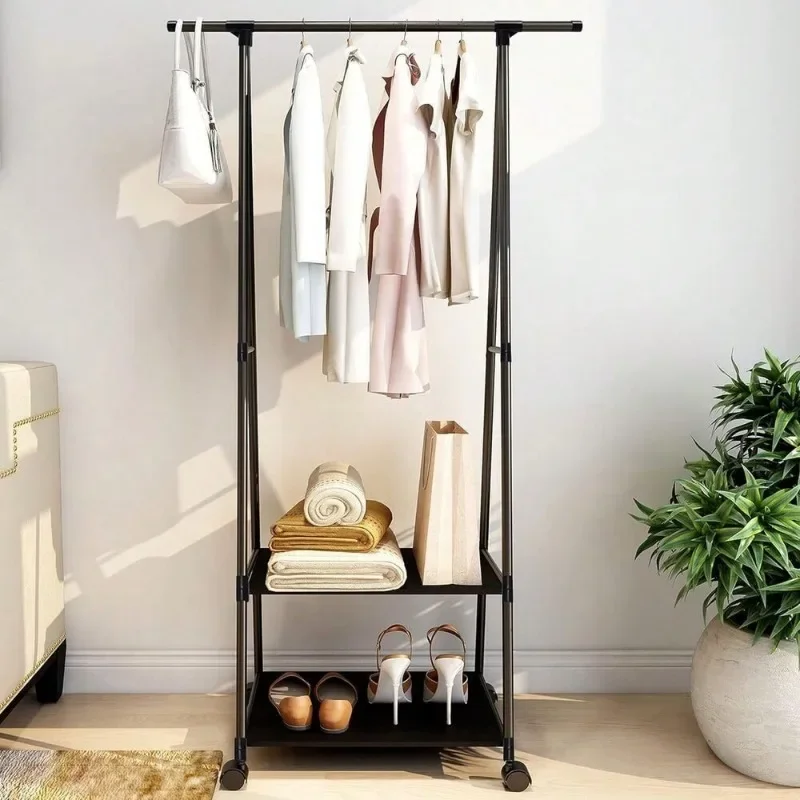 Clothes Rack Clothing Drying, Rolling Garment Coat for Hanging