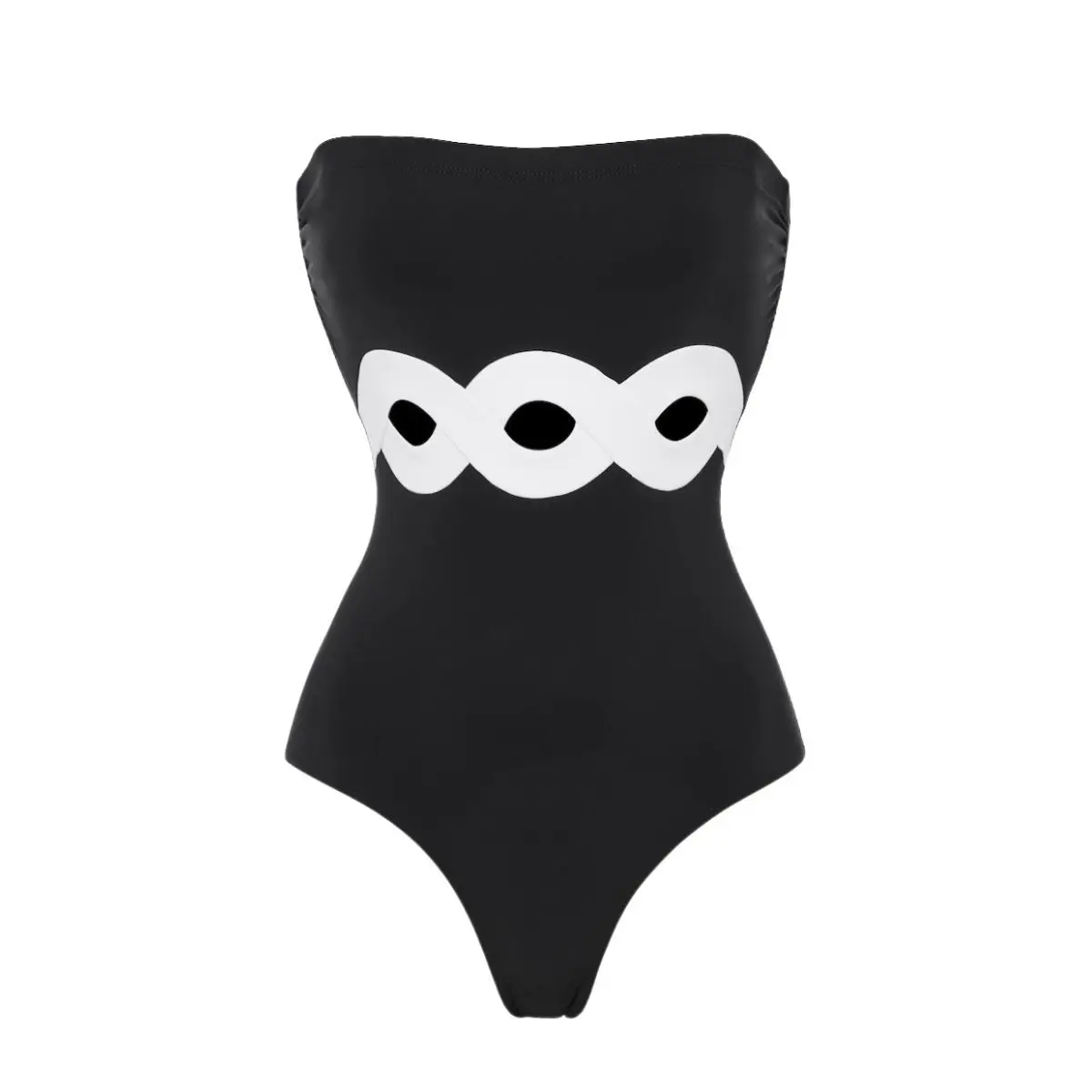 Costume da bagno donna in bianco e nero minimalista Hollow costume intero e gonna Set