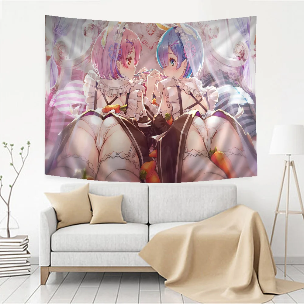 إعادة بدء الحياة صفر في عالم آخر نسيج أنيمي ، إميليا ريم ، التارو المعلق ، سجاد جدار الهيبي ، تعليق الجدار النوم