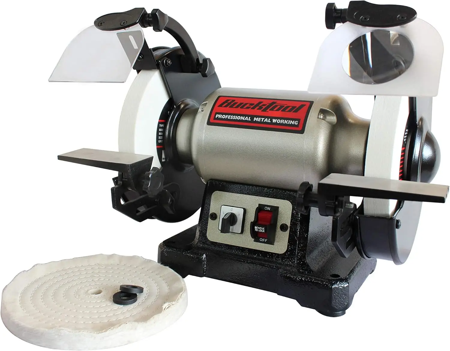 

8 inch Dual Speed Bench Grinder & Buffer, Professional Low High Speed Bench Grinder Buffer with Cast Iron Base