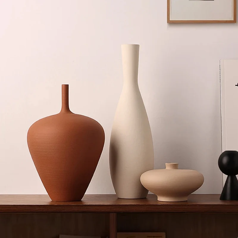 Minimalist Brushed Frosted Ceramic Vase Plant Pots Table Decoration Flowers Arrangement Floral Vases Room Aesthetic Decor
