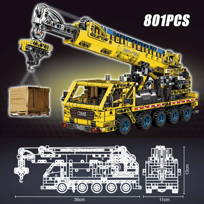 City Technical MOC Loader Car Heavy Mining Truck Crane Building Blocks DIY Engineering Excavator Bricks Toys For Childrens Gifts