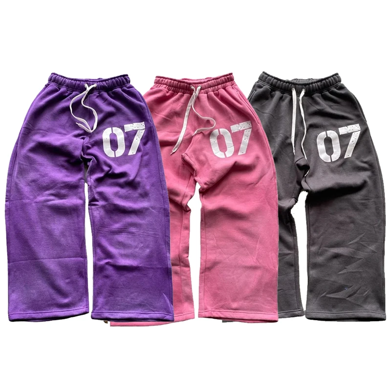 Streetwear Baggy Sweatpants Drawstring Sports Pants Y2K Casual Zipper Cardigan Fashion Digital Print Hooded Men Women Street Set