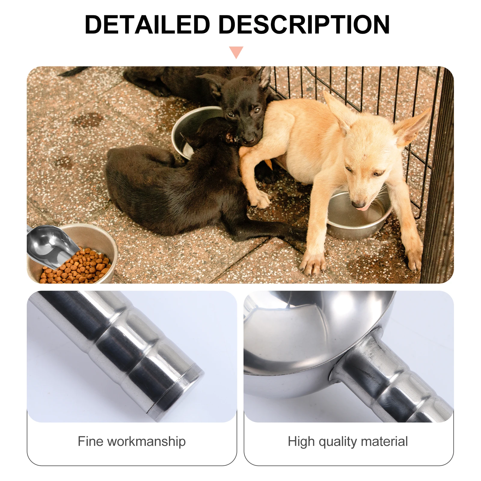 Pala de comida para mascotas, pala de acero inoxidable para perros y gatos, cuchara medidora de alimentos, dulces, nueces, harina, palomitas de maíz, granos de café para mascotas