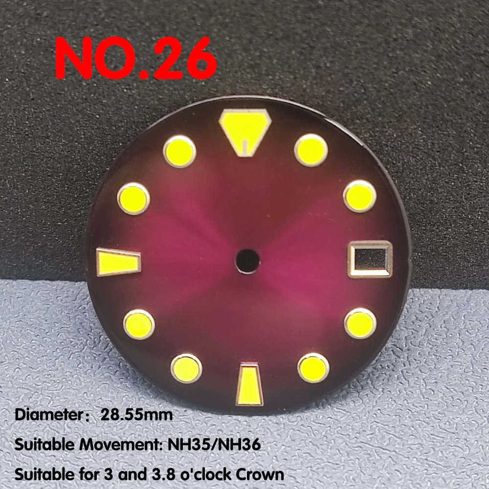 Einzel kalender uhr mit 28,5mm Durchmesser blaues Leucht zifferblatt für Zubehör für Uhrwerke nh35/nh36