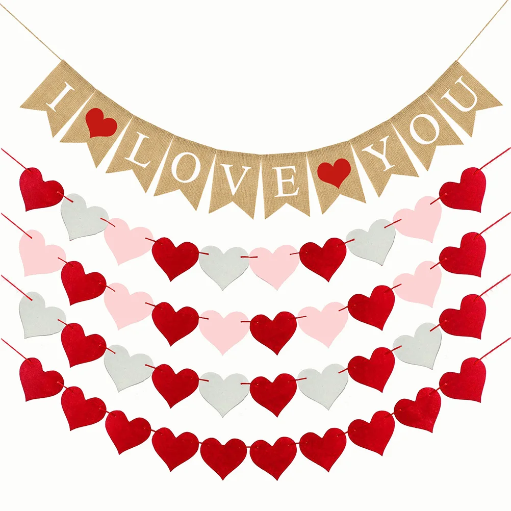 

Valentines Day Banners Heart Banner for Valentines Day Romantic Home Decorations Mantel Flower Basket Room Tables Walls
