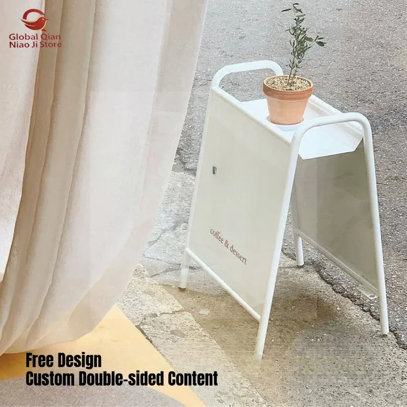 Floor‑standing door‑side display stand small sign, internet‑famous coffee outdoor iron painted advertising board