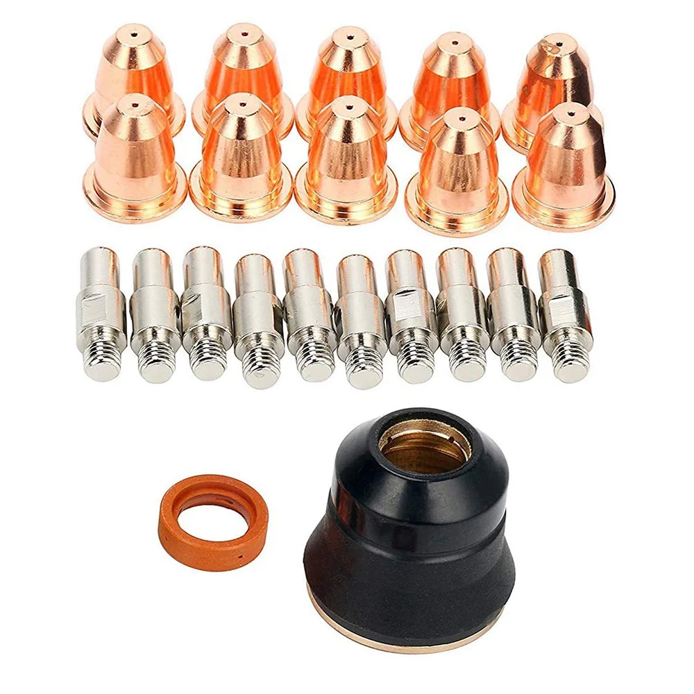 A98E-22Pcs Plasma Cutter Torch S45 Accessory PR0010 Electrodes PD0116-08 Nozzle Tips Spacer Guide Retaining Cap For S45 Torch