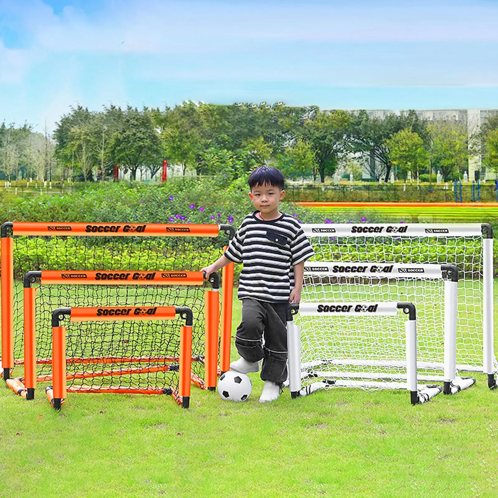 

Kids Soccer Goal with Ground Nails with Ball Folded Football Goal Kids Toy Football Gate for Park Games Backyard Garden Children