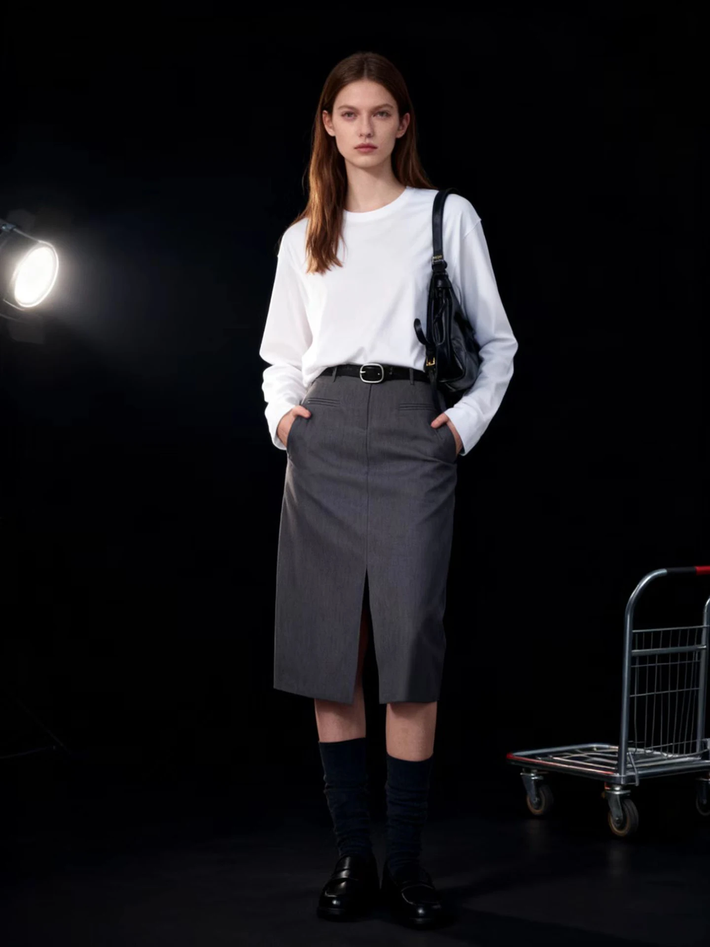 

ay High Waist Slit Suit Sle f-length Skirt Women's Spring New High Waist Straight Knee-length Skirt by HUAAPPUW