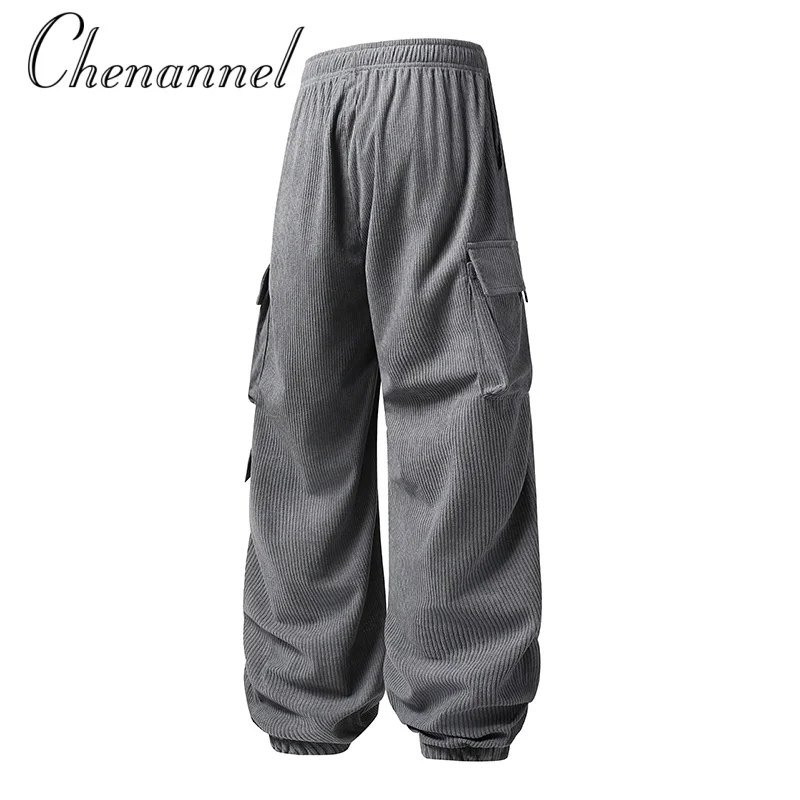 

Versatile with Pockets Men's Fall Trousers Mens Loose Casual Pocket Straight Solid Color Outdoor Overalls Trousers Shuffle Pants