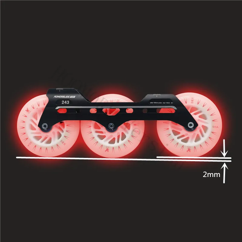 

1 Pair PS 3X110mm Asymmetrical Banana Chassis 243MM Flash Wheel Inline Skate Base Speed Skate Rocked Frame With Led 110mm Wheels