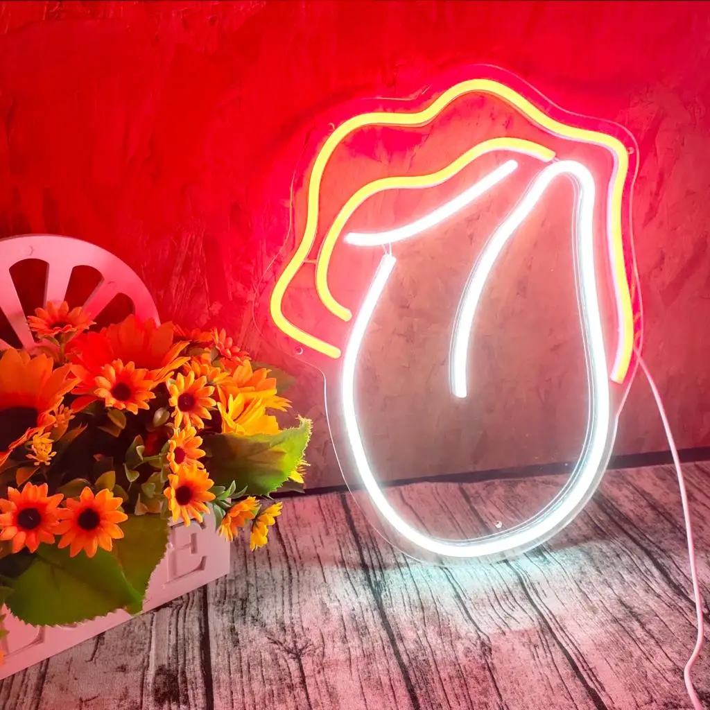 

Custom Flex Neon Sign Mouth Visual Handcrafted Love Neon For Shop Logo Club Nightclub Neon Lights Game Room Wall Decoration