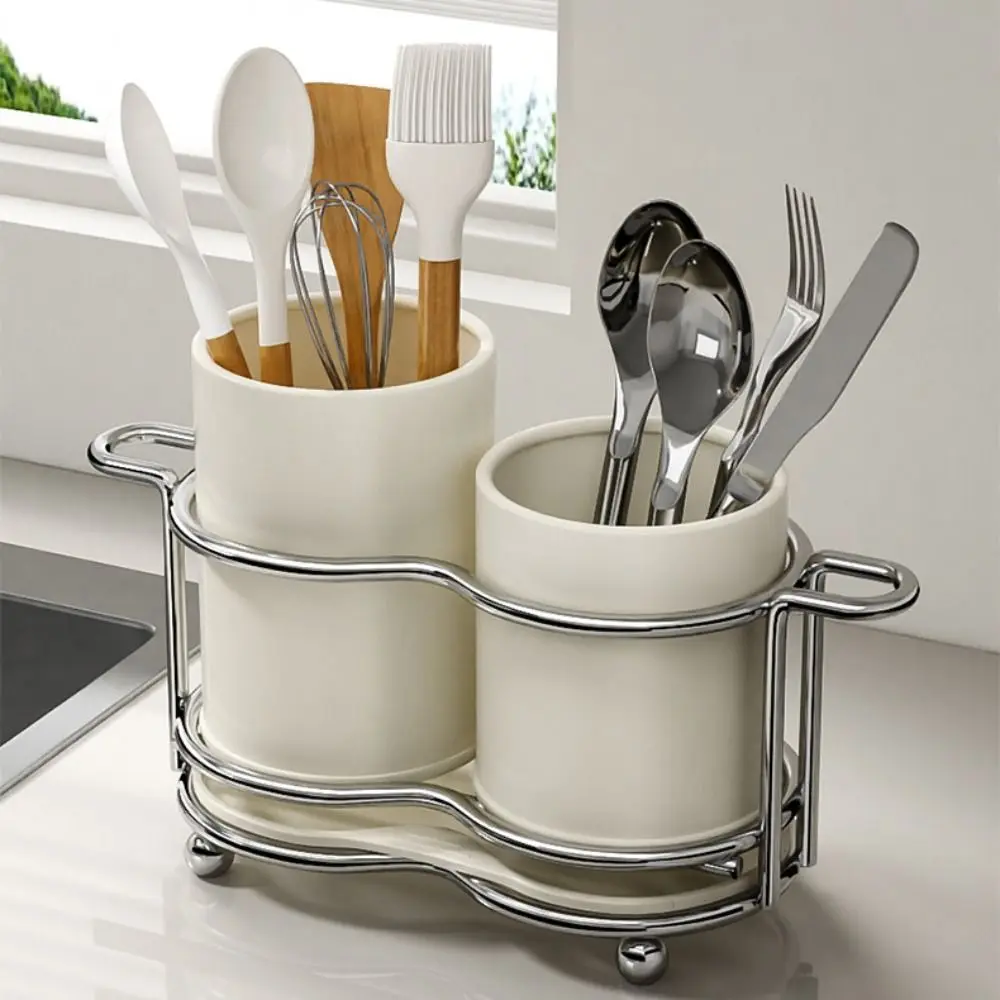 

Multifunctional Kitchen Utensil Holder Large Capacity Rustproof Chopstick Holder Space-Saving Chopsticks Forks Organizer Kitchen