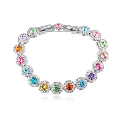 Genuine Austrian Crystal Tennis Chain Bracelet for Women Christmas Wedding Geometric Bangle Silver Gold Color Hand Jewelry