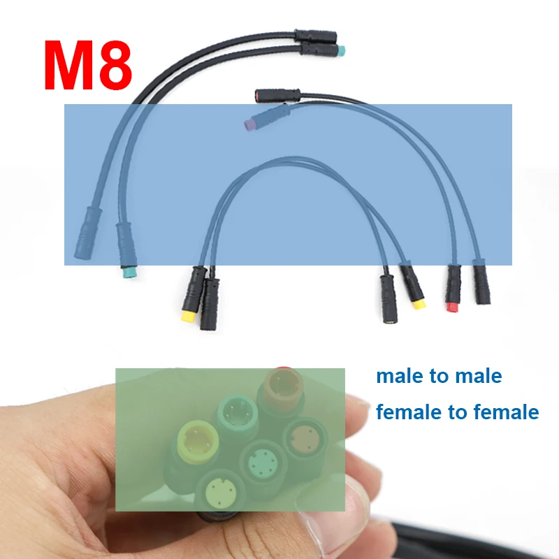 M8 2pin 3pin 5pin male to male  female to female  Electric Bicycle Butt Joint Plug Waterproof for Ebike Display Connector h