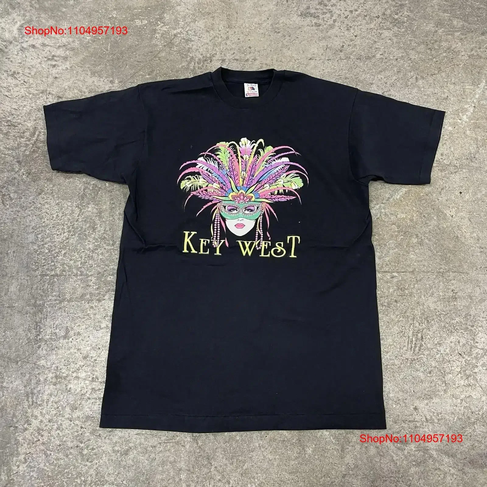 

Vintage 90s Key West Mardi Gras T Shirt Adult Large Black Festival Masquerade Rare vintage Washed homme designer clothes