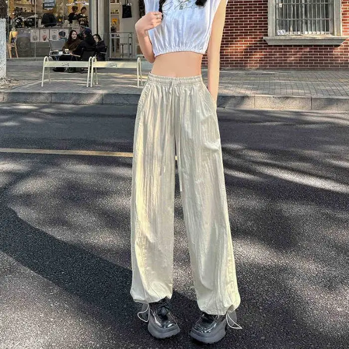 بنطال رياضي نسائي صيفي فضفاض واسع الساق، وزرة سريعة الجفاف #6