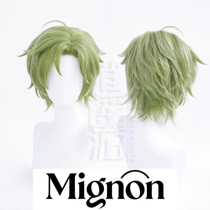 

Парик для косплея Twisted Wonderland Olivine, зеленые короткие волосы, пушистый топ, подарок на Хэллоуин