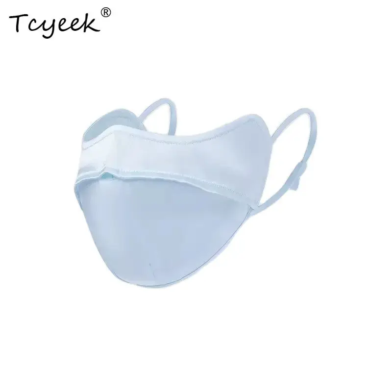 Tcyeek، أقنعة حريرية حقيقية 100%، حماية من أشعة الشمس فوق البنفسجية للجنسين، قناع وجه رقيق لركوب الدراجات قابل للتنفس، صيف وخريف A48056QC #4