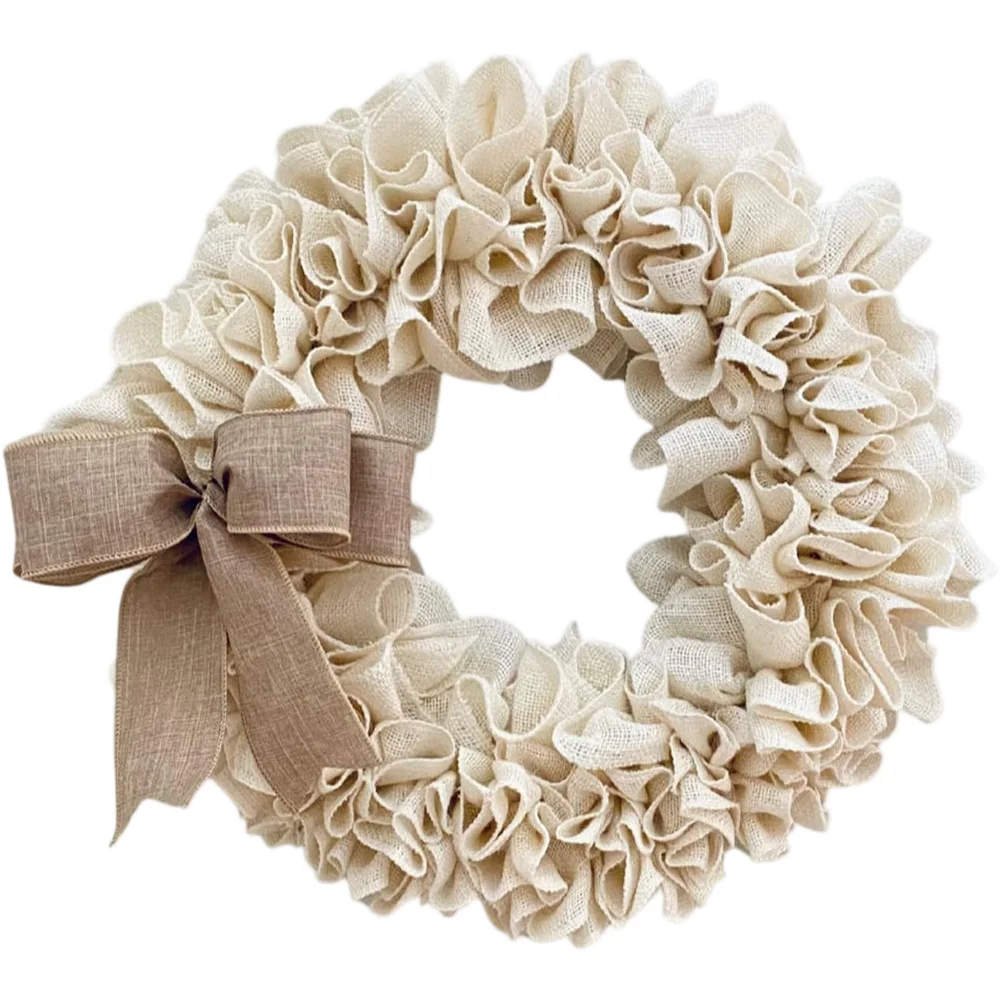 

Natural Burlap Wreath Door Hanging Decor with Plastic and Cloth for St Patricks Day Christmas Holiday 40 Centimeters