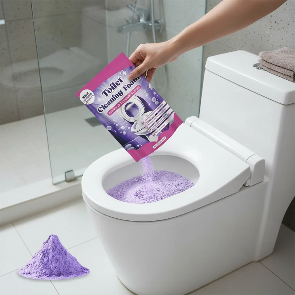 Limpiador de inodoros en polvo autoactivante, espuma milagrosa, desincrustante profundo, quitamanchas, polvo para limpieza de inodoros.
