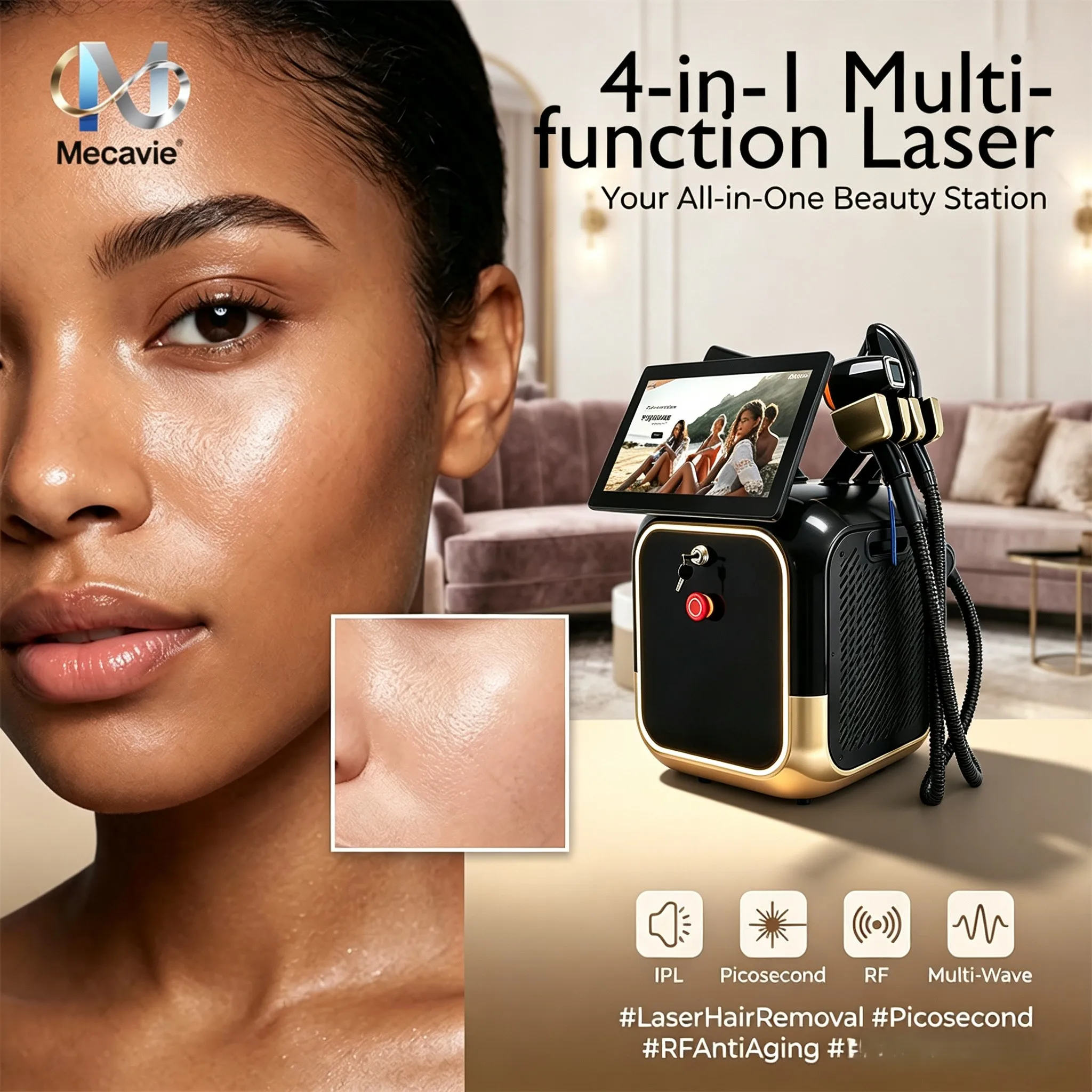 Newest 4 In 1 Diode Laser Pico 808 Carbon Peeling RF Ipl Nd Yag Picosecond Laser Opt Hair Removal Tattoo Removal Machine 5000W