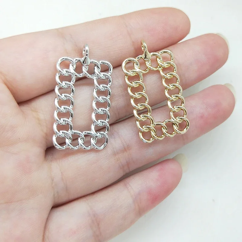 جديد 32*17 مللي متر 8 قطعة/حقيبة عالية الجودة سبائك الزنك سلاسل مستطيل Charms قلادة ل القرط قلادة مجوهرات اكسسوارات #5