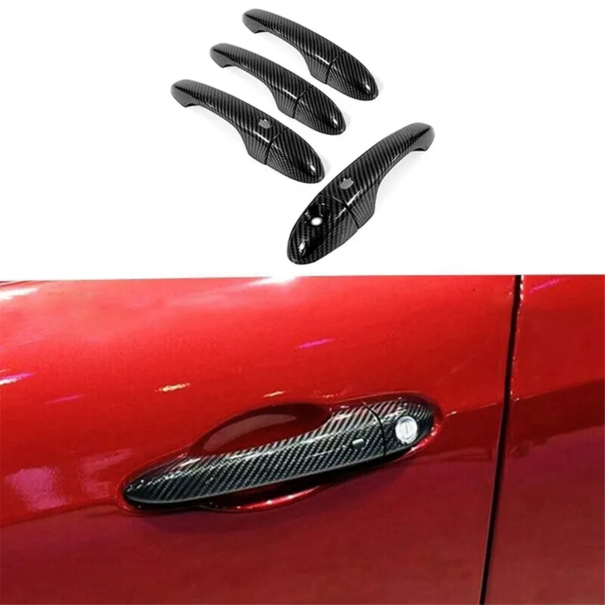 4pcs Carbon Fiber Door Handle Cover Trim for Maserati Ghibli Sedan Trofeo Smart Door Handle Car Accessories