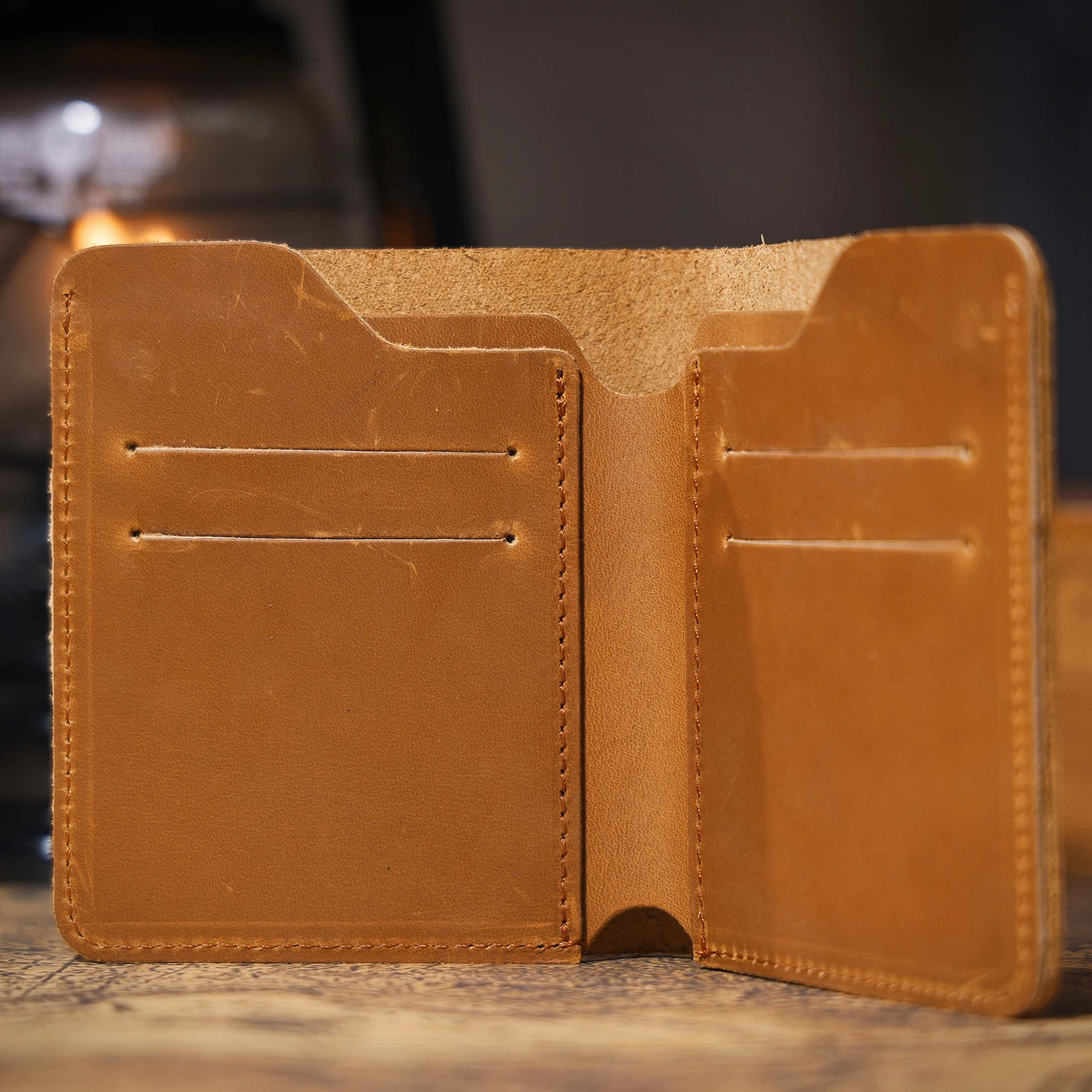 S.WORKER Vintage Kurze Geldbörse aus Vollnarbenleder für Herren, Taschenbrieftasche, Kartenhalter, Bargeldtasche – Detail 11