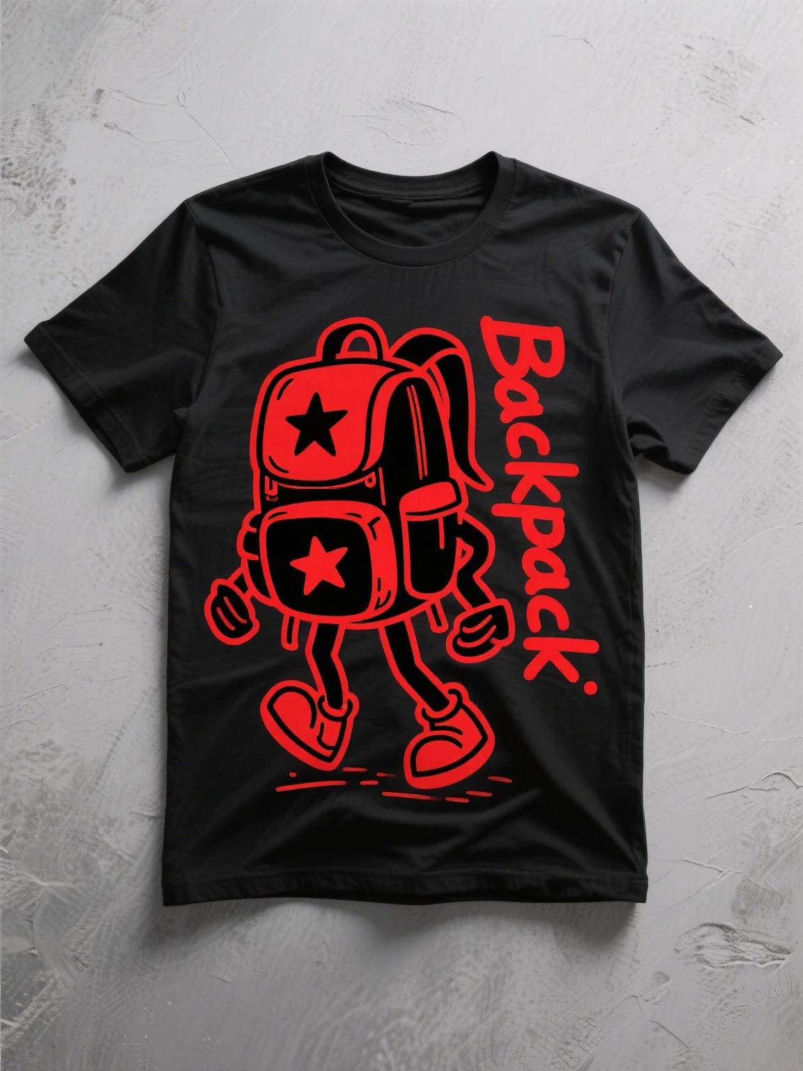 

Goth Harajuku Cotton Tee: Backpack Motif – Stand - Out Streetwear for Journey Adventures Large Size Versatile Comfortable T-shi